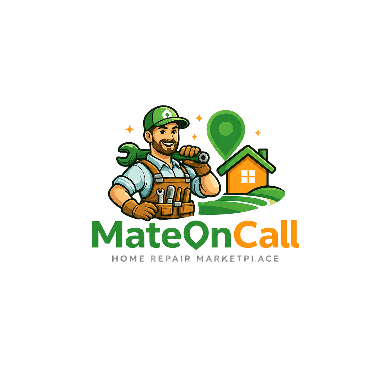 MateOnCall mascot — a friendly handyman